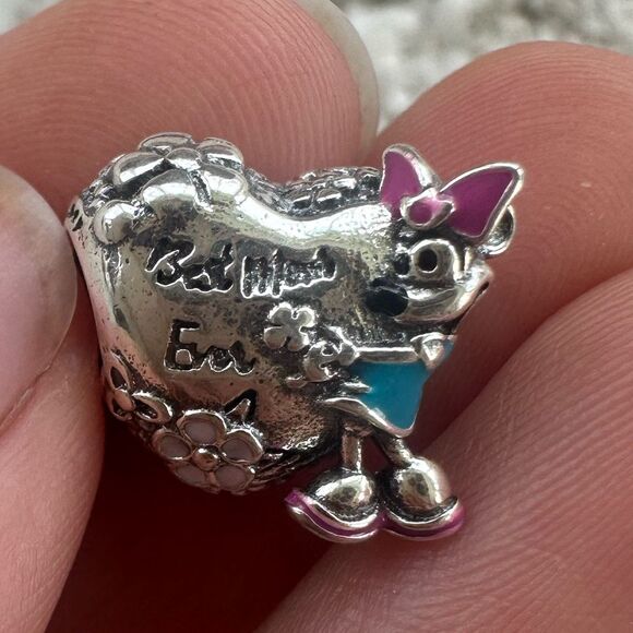 NWOT Pandora x Disney Best Mum Ever Minnie Mouse Heart Charm 791084C01 - Picture 13 of 15
